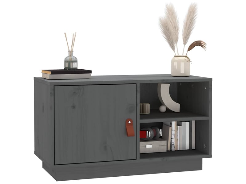  Meuble tv - banc tv - meuble de rangement gris 70x34x40 cm bois de pin massif  - Conforama D