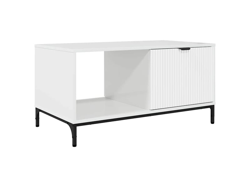  Table basse - table de salon - table à thé blanc brillant 90 x 49 x 46 cm bois d'ingénierie  - Conforama A