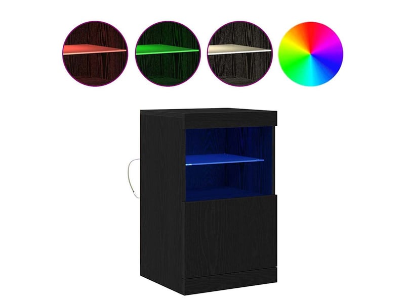 Buffet - bahut - meuble de rangement led chêne noir 41 x 37 x 67 cm bois d'ingénierie - Conforama D