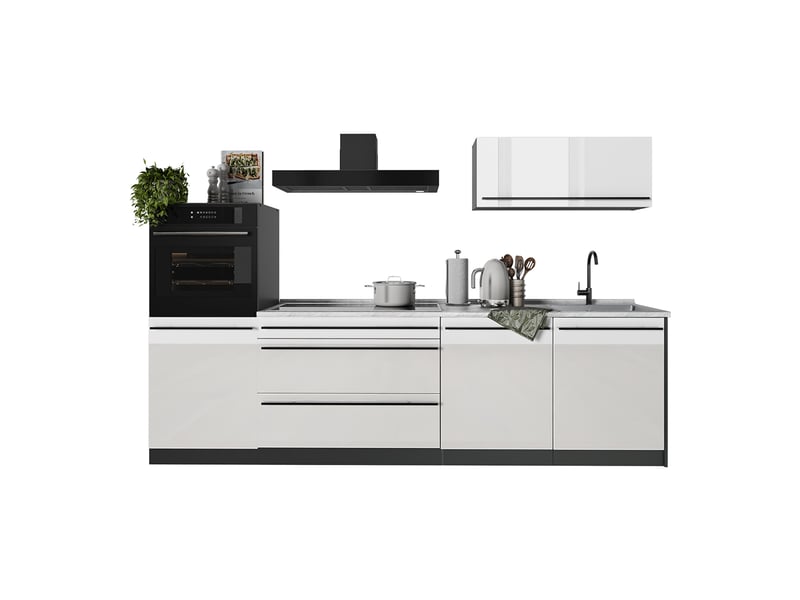  Vicco cuisine, blanc haute brillanceanthracite, 280cm sans plan de travail  - Conforama E