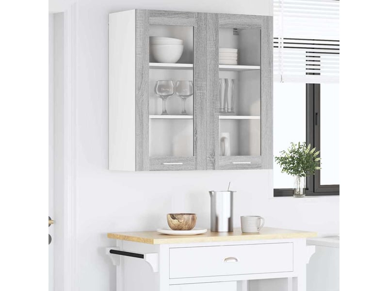 Meuble de rangement, armoire suspendue gris sonoma 80x31x80cm bois d'ingénierie shl4975 - Conforama D