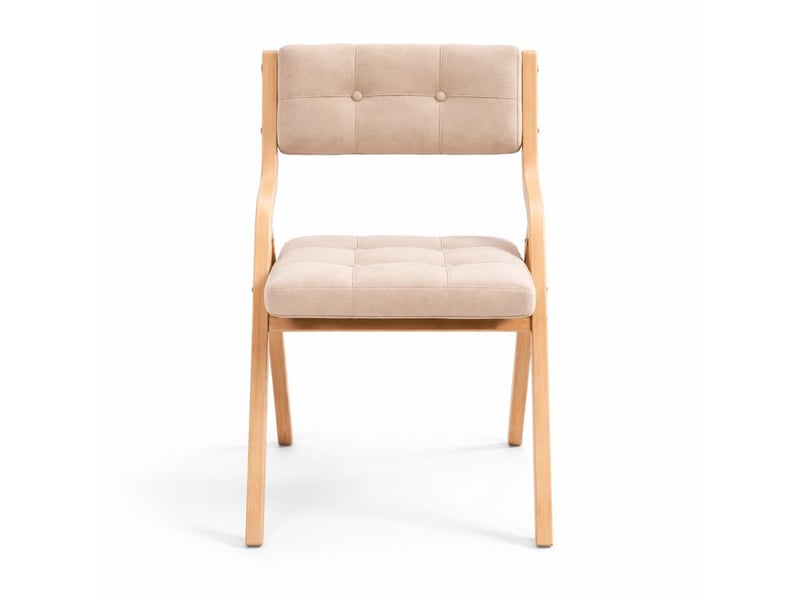  Lot de 2 chaises pliantes en bois avec coussin kaki – pour cuisine ou bureau, compactes et confortables  - Conforama A