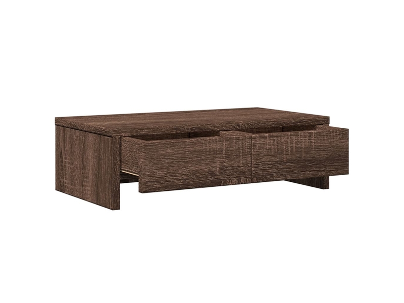  Support de moniteur table meuble bureau avec tiroirs bois d'ingénierie marron 02_0044938  - Conforama C