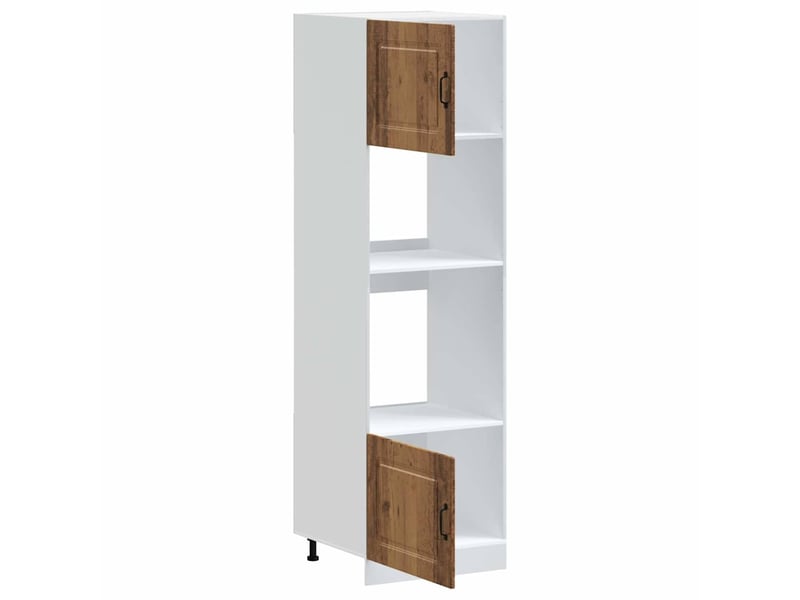  Lot de 2 armoires de four classiques 60 x 57 x 207 cm grand espace de rangement style ancien en bois d'ingénierie vieux bois 02_0055704  - Conforama C
