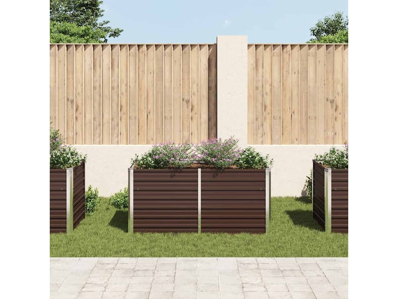  Jardinière - bac à fleurs surélevée marron 160x80x77 cm acier galvanisé  - Conforama C