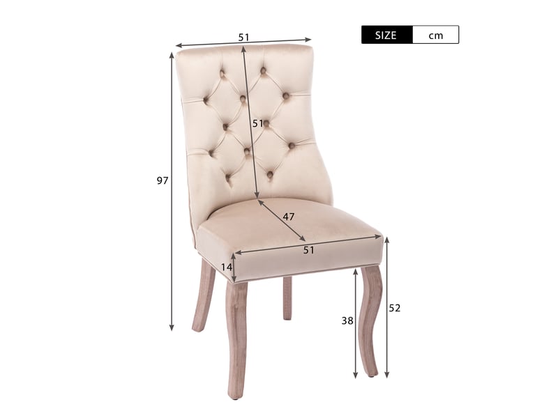 Lot de 6 chaises de salle à manger à dossier haut en velours beige - Conforama E
