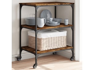 Chariot de cuisine, chariot de rangement chêne fumé 60x41x76 cm bois d'ingénierie
