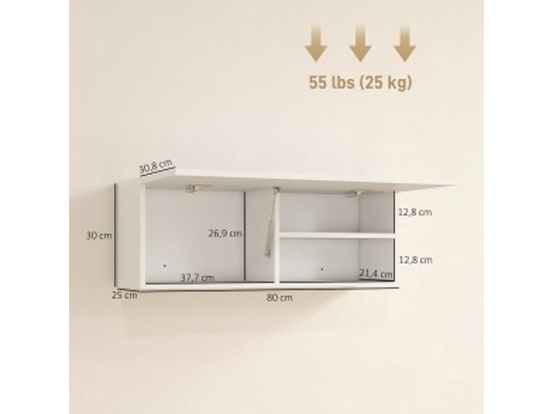  Meuble de salle de bains mural à porte relevable 80 cm evryae  - Conforama E