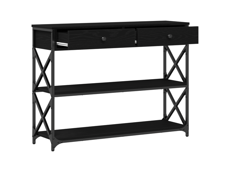  Table console - table d'appoint - table d' entrée avec tiroir chêne noir 100 x 28 x 75 cm  - Conforama E
