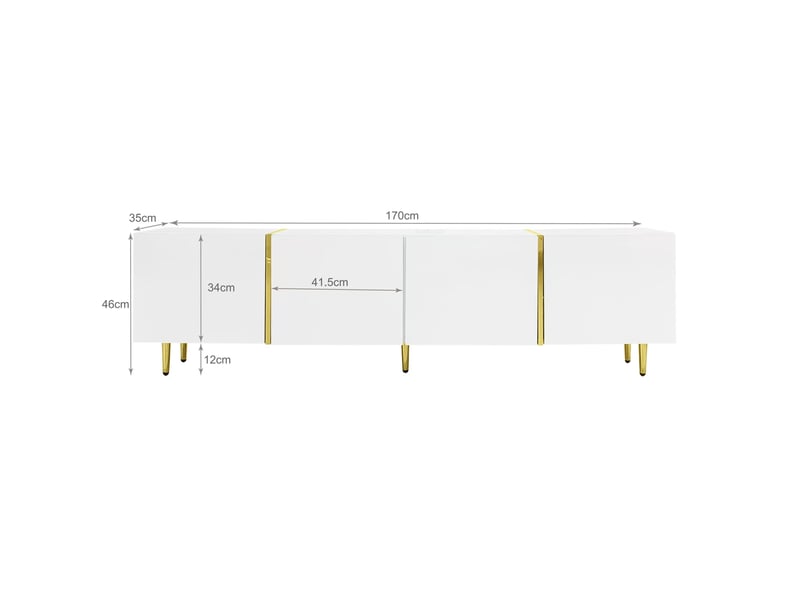  Ensemble meuble tv et table basse modenvie blanc brillant mdf avec rangements et accents dorés  - Conforama C