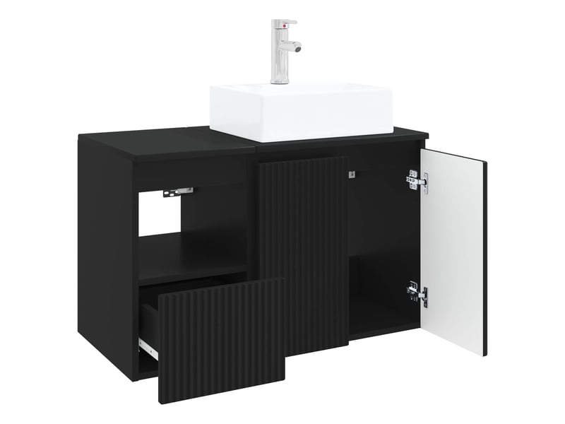 Ensemble de mobilier de salle de bain 2 pc noir cf64175 - Conforama D