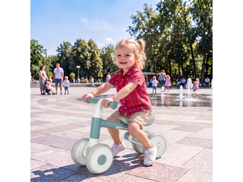  Draisienne bébé 1-2 ans pliable, siège réglable, direction limitée à 135°, pneus eva silencieux, 52x23x36,5cm, bleu  - Conforama C