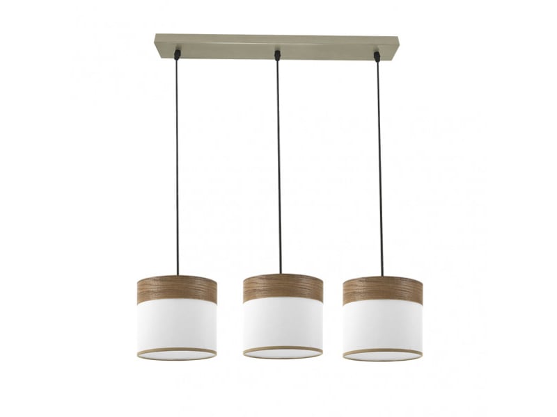  Rampe de plafond fabrilamp cloe cuirblanc-bois foncé 3 x e27 hauteur réglable 35-108 cm 60x16 cm 175493084 - Conforama D