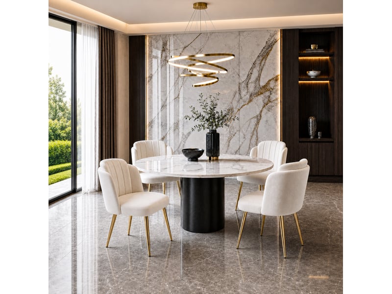 Lot de 4 chaises de salle à manger 58,5x62x78 cm rembourrées blanc - Conforama B