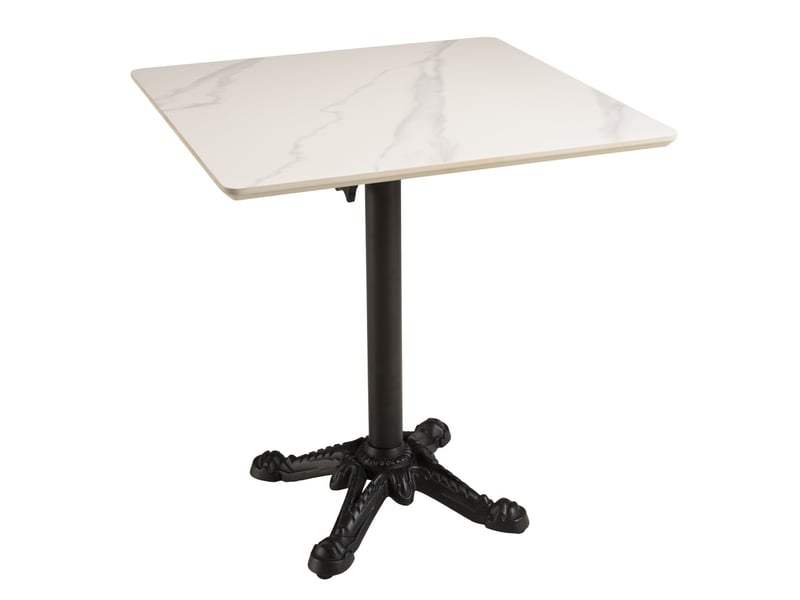  Icare - ensemble n°1: table bistrot 70x70cm pliable en céramique marbré blanc  - Conforama A