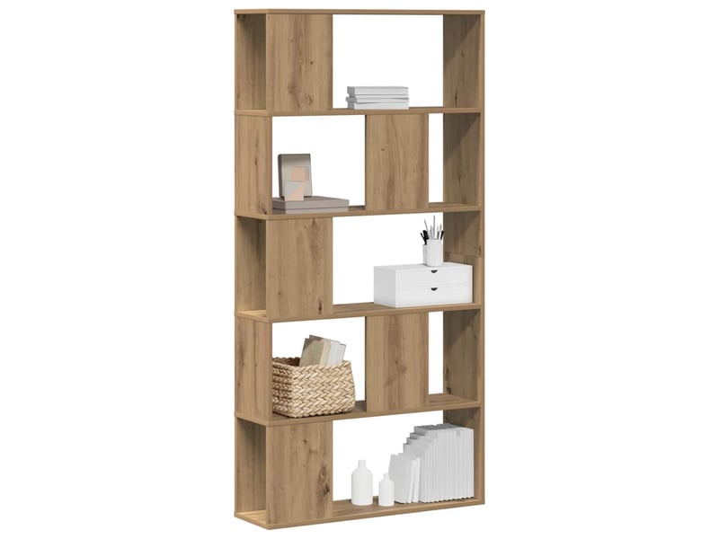  Bibliothèque 5 niveaux, armoire à livres chêne artisanal bois ingénierie  - Conforama C