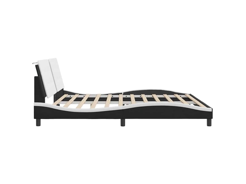  Lit double- lit adulte -  cadre de lit sans matelas zadar noir et blanc 200x200 cm similicuir  - Conforama D