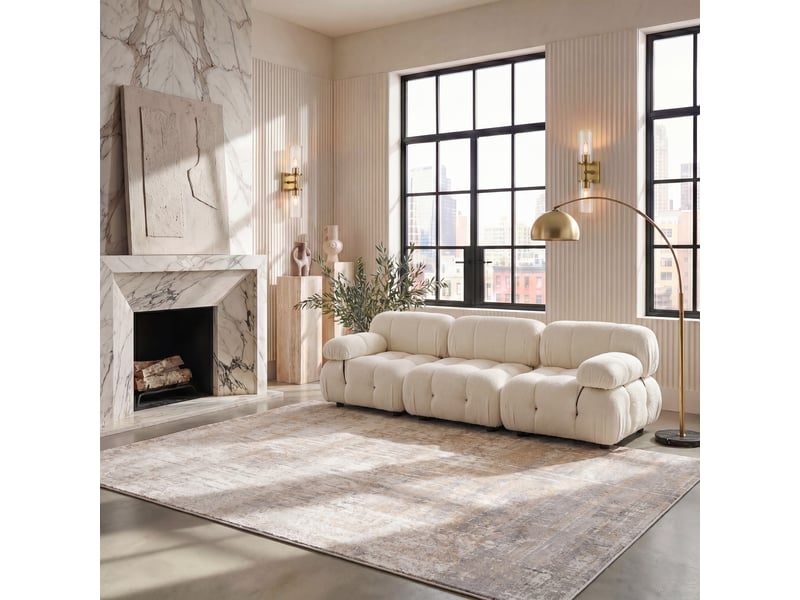  Tapis abstrait moderne en polypropylène beigeor, 183 x 244 cm  - Conforama B