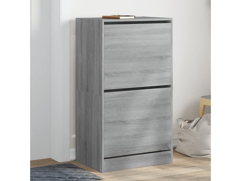  Meuble à chaussure | armoire à chaussures 2 tiroirs rabattables sonoma gris shl8696  - Conforama B