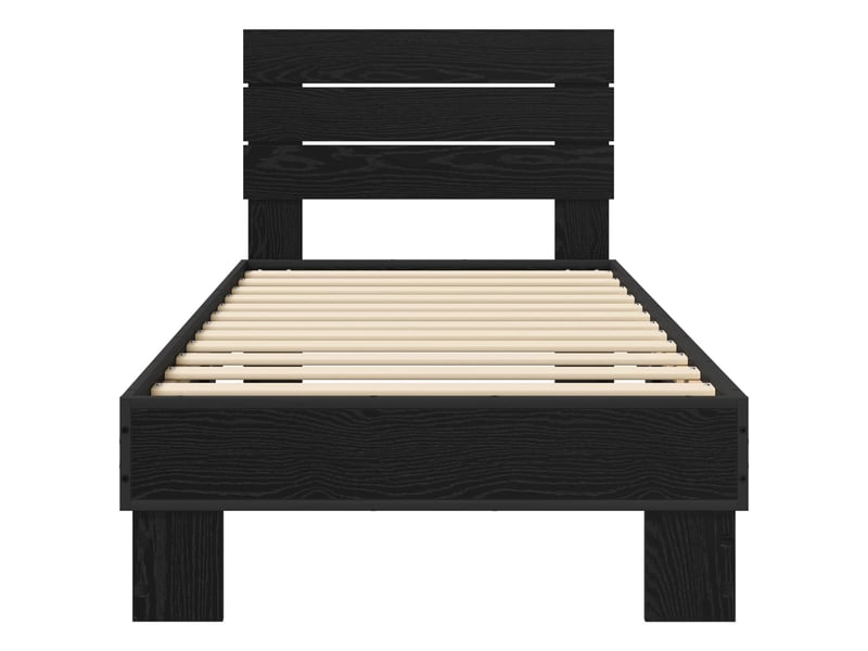  Lit simple- lit adulte -  cadre de lit avec tête de lit chêne noir 80 x 200 cm  - Conforama C
