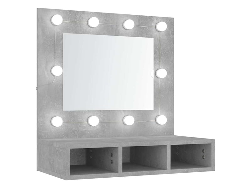  Armoire à miroir avec led gris béton 60x31.5x62 cm  - Conforama A