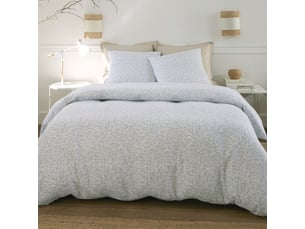 Parure housse de couette 240x220cm + 2 taies motif feuillage blanc et vert 100% gaze de coton - maho