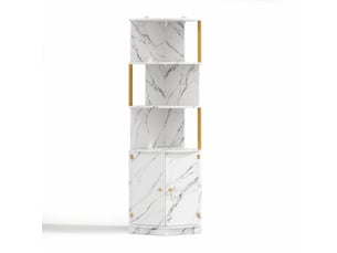 Meuble d'angle 2 portes avec étagères mdf blanc 38 x 38 x 180 cm