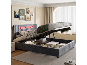 Lit coffre 140x200 cm coloris gris