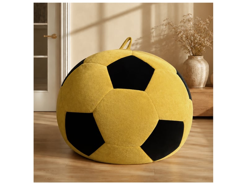  Fauteuil poire tcqpz ballon de football grand format 130 x 60 cm flanelle jaune et noir  - Conforama B