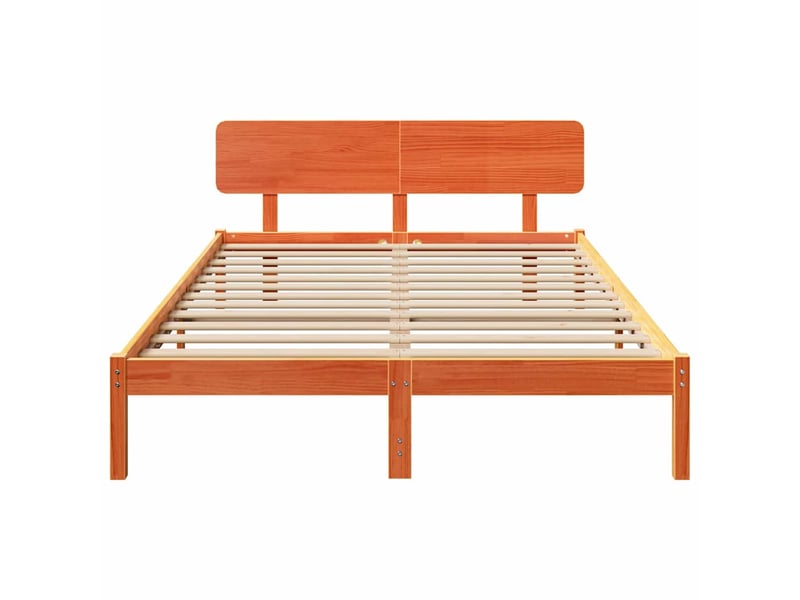 Lit double- lit adulte -  cadre de lit avec tête de lit brun  150 x 200 cm pin massif  - Conforama D