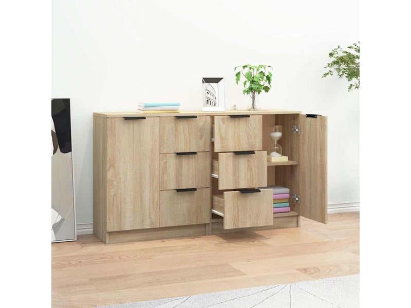  Buffets 2 pcs - bahut - meuble de rangement chêne sonoma 60x30x70 cm bois d'ingénierie  - Conforama C
