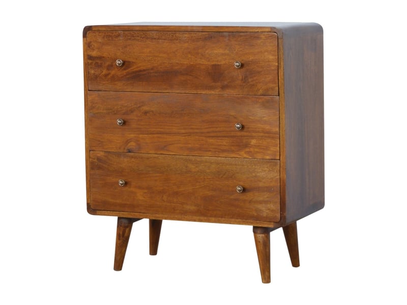  Artisan furniture commode incurvée en bois massif, finition châtaignier  - Conforama B