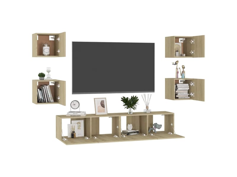  Ensemble de meubles tv 6 pcs chêne sonoma bois d'ingénierie shl13366  - Conforama C