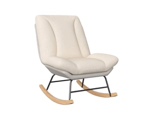 Fauteuil à bascule - 59 x 90,5 x 70 cm - beige et gris - dossier inclinable 5 positions avec tissu lin et similicuir
