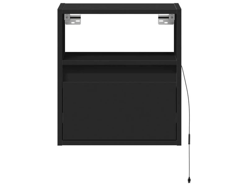 Lot de 2 tables de chevet - cabinet de chevet - table de nuit murales avec lumières led noir - Conforama E