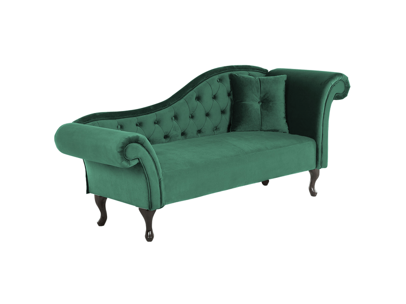  Chaise longue côté droit lattes velours vert foncé  - Conforama D