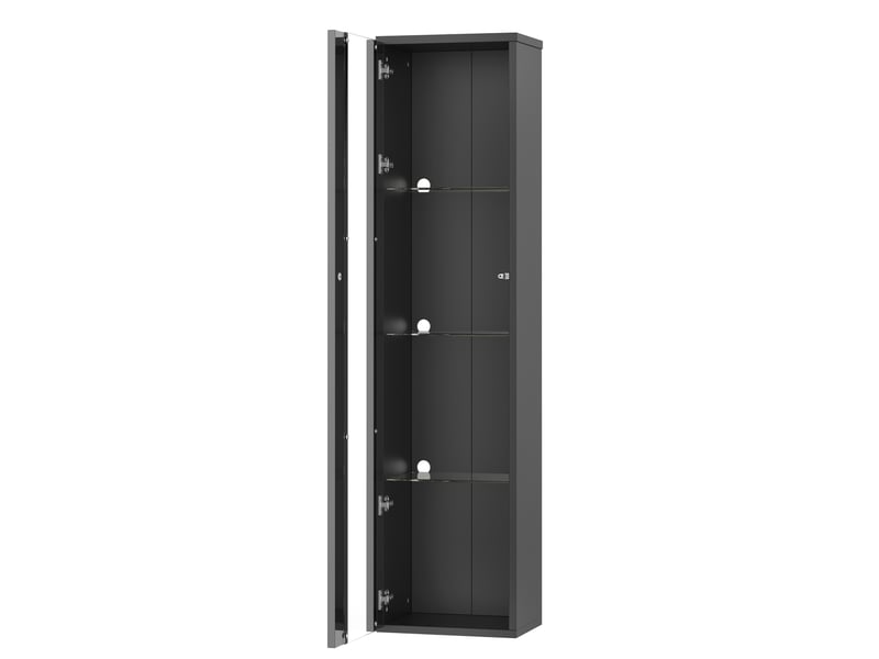  40 x 29 x 170 cm vitrine multifonctionnelle en verre noir, vitres led, contrôle par application, murale, design minimaliste  - Conforama D