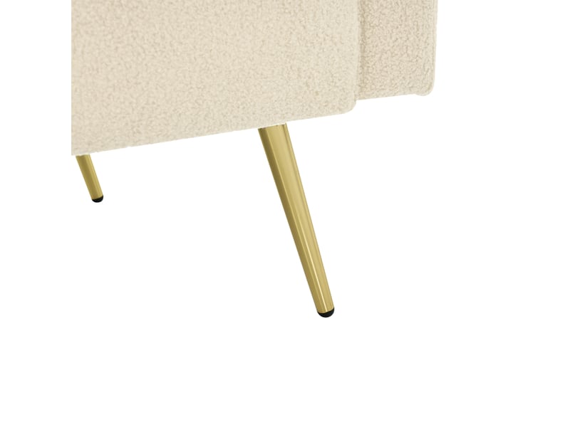  Canapé droit convertible 2 places 175 cm beige en sherpa, dossier 3 positions, poches latérales et pieds dorés Fay Lum - Conforama E