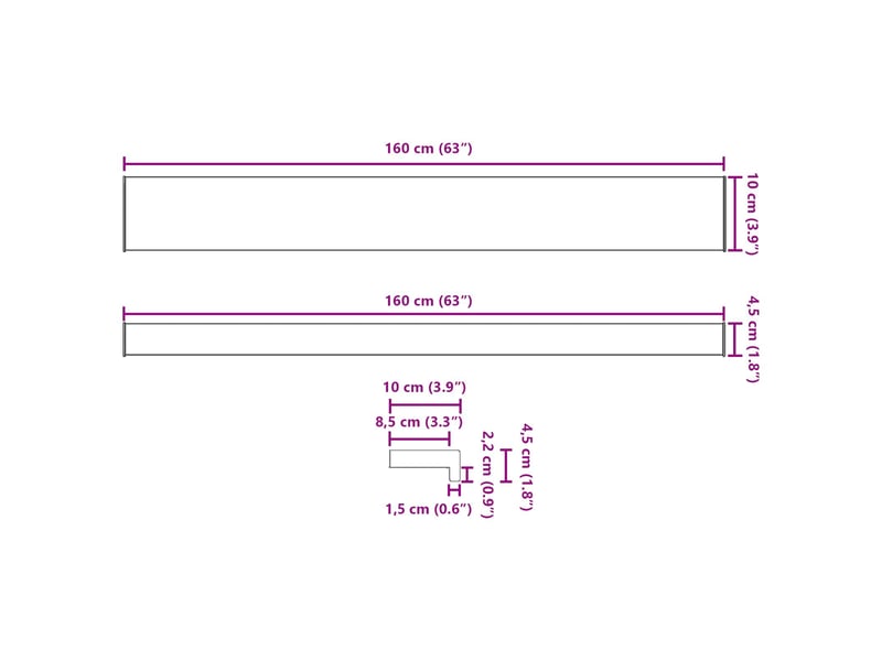  Vidaxl appui de fenêtre blanc 160 x 10 x 4,5 cm pvc  - Conforama C
