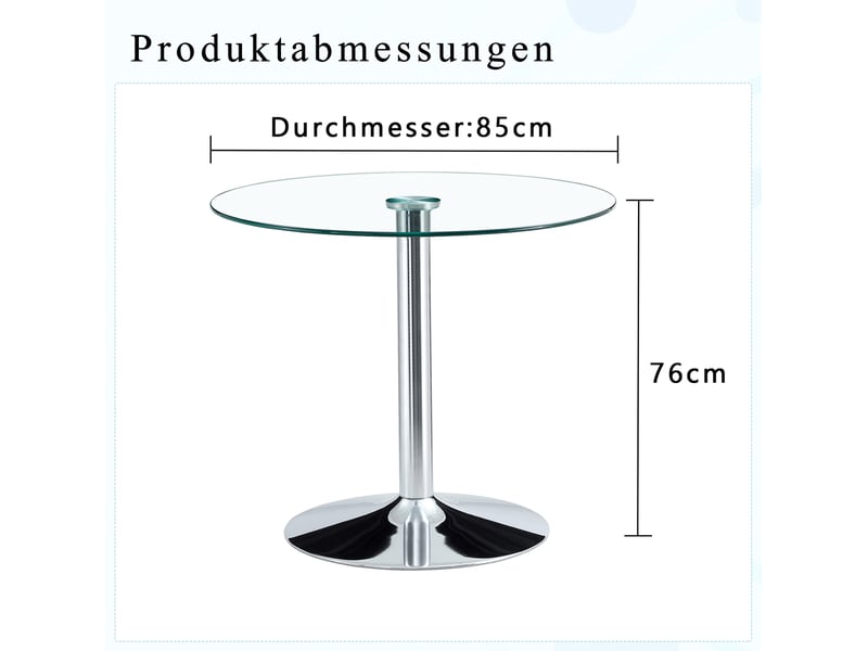  Table de bar ronde 85x85x76 cm transparente en métal argenté  - Conforama E