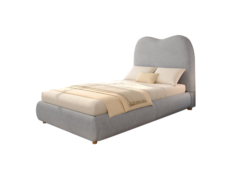  Lit enfant, coffre hydraulique, dossier épais de 11 cm, cadre intégré, matelas non inclus, univers enfant, coloris gris  - Conforama A
