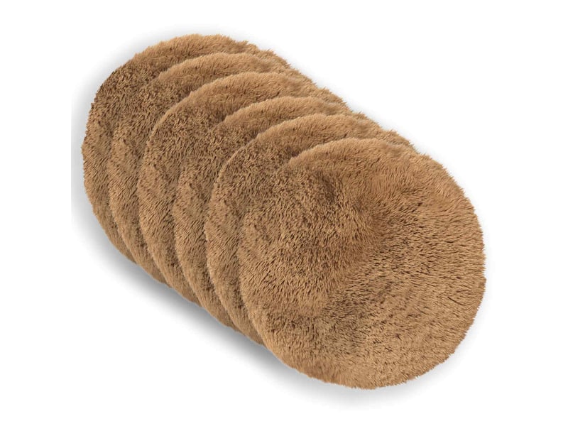  Lot de 6 coussins avec oreiller, coussins décoratifs heerlen taupe fleece pv cf50904  - Conforama A