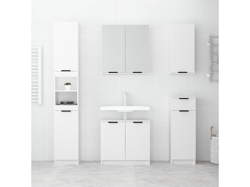  Armoire de salle de bain, meuble de rangement blanc 32x34x188.5 cm bois d'ingénierie  - Conforama C
