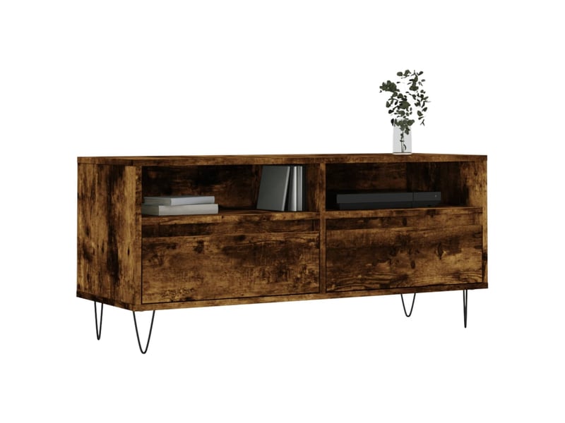  Meuble tv - banc tv - meuble de rangement chêne fumé 100x34,5x44,5 cm bois d'ingénierie  - Conforama C