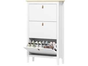 Meuble à chaussures 3 tiroirs rabattables 21 paires blanc 80 x 24 x 131 cm