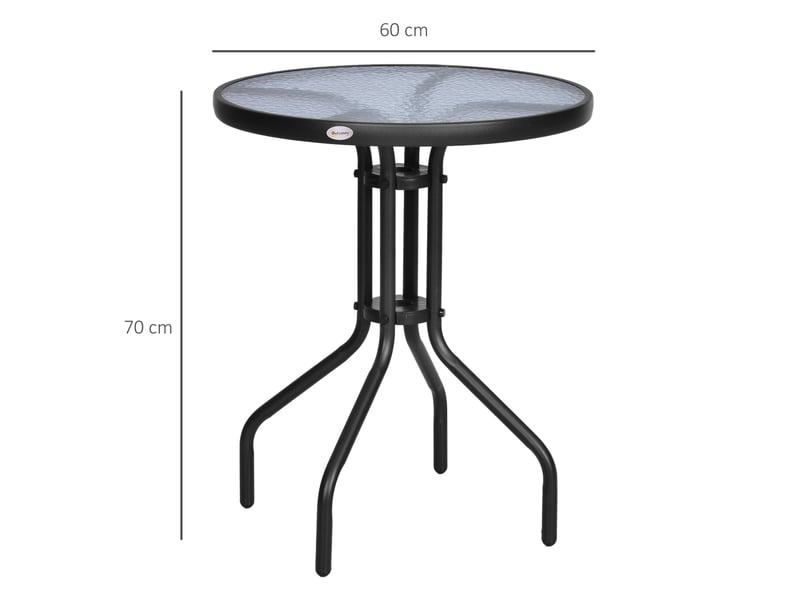  Table de jardin ronde 60x60x70 cm avec verre de sécurité métal noir  - Conforama D