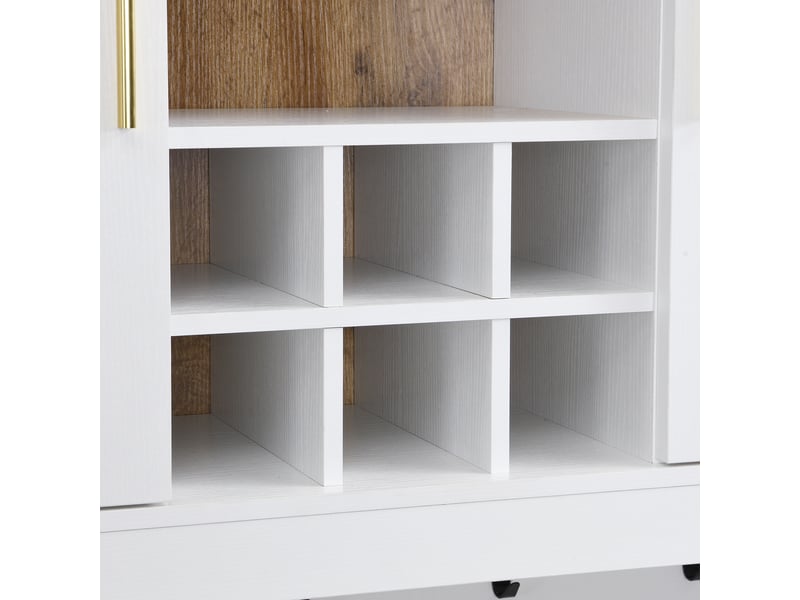 Buffet 5 portes, 3 tiroirs et niches avec fermeture douce pour salon en mdf 94,5×30×175,5 cm blanc - Conforama D
