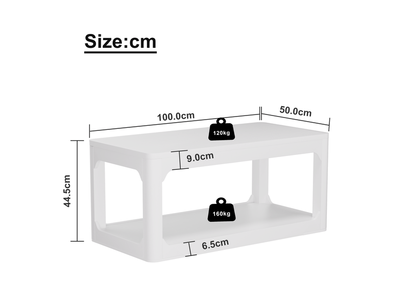  Table basse 100x50x44,5 cm en mdf avec étagère blanche chicfurn  - Conforama D
