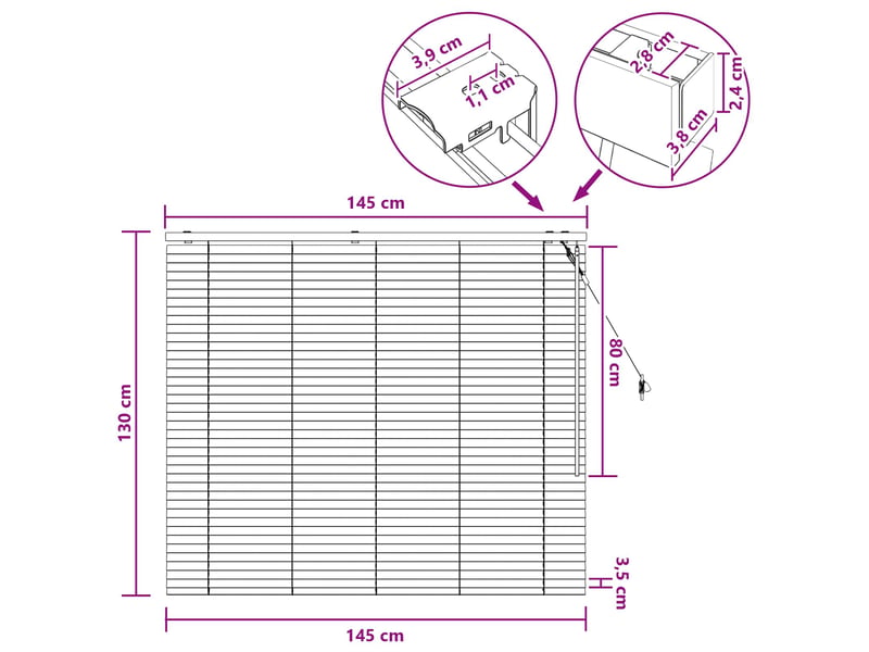  Store vénitien, store de fenêtre aspect chêne 145 x 130 cm 35 mm cf47631  - Conforama E