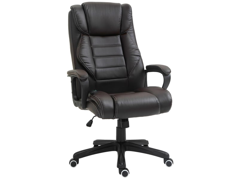 Fauteuil de bureau avec fonction massage, fauteuil de direction réglable en hauteur, fauteuil pivotant ergonomique, 6 points de vibration, marron - Conforama A